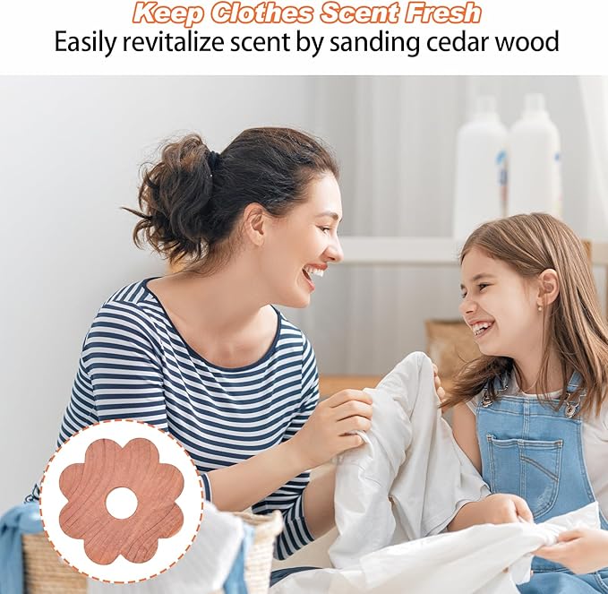 12 Pcs Cedar Blocks for Clothes Storage Flower Cedar Chips for Closets and Drawers Fresh Cedar Rings to Protect Your Clothes Aromatic Scent Cedar Planks for Closets Wardrobe Clothes Storage Freshener