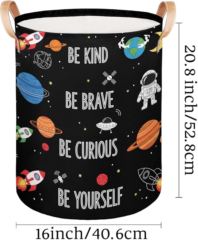 Large Laundry Basket Hamper - Outer Space Collapsible Storage Bin for Blankets, Kids Toys, Clothes, Astronaut Galaxy Spaceman 62L Tall Baby Nursery Hamper for Bathroom, Boys Bedroom Decor,Gift Basket