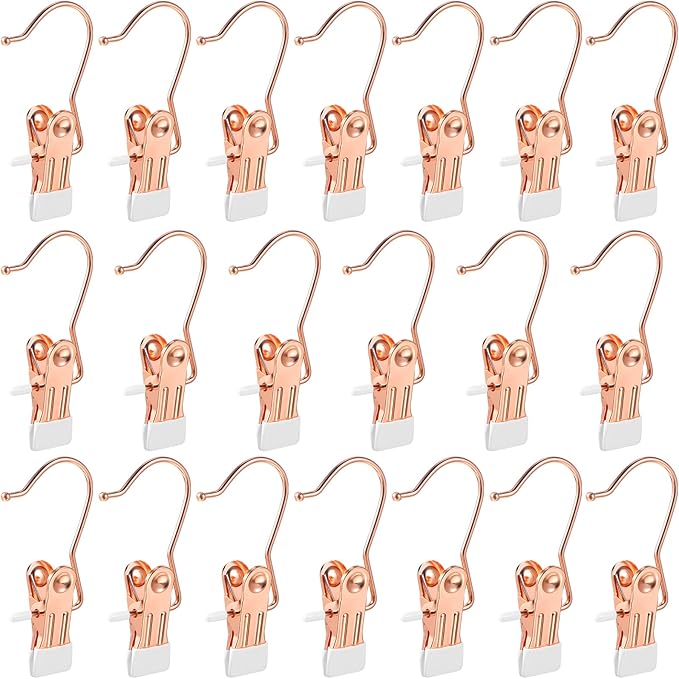 Hotop 20 Pieces Boot Hanger Clips for Closet, Laundry Hanging Hooks Heavy Duty Clips Boot Holder Portable Single Hooks Space Saving for Pants Jeans Clothes Hats Tall Towels (Rose Gold)