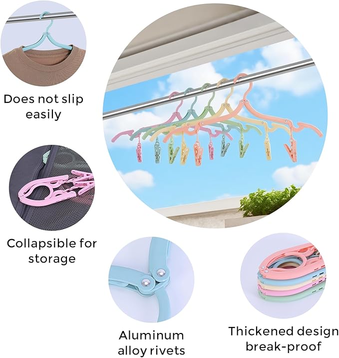 25 Pcs Travel Hangers Set | Portable Foldable Space Saving Plastic for Cruise Ship, Camping, Business Trips | Travel Accessories Essentials (Includes 5 Bonus Hangers)