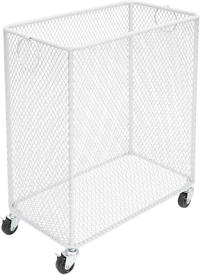 Wire Metal Rolling Laundry Basket On Wheels,Mesh Wire Laundry Basket Storage Cart for Bathroom Bedroom Dirty Clothes Storage (H)