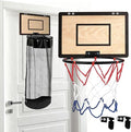Over the Door Basketball Laundry Basket, 2-in-1 Wooden Basketball Hoop Laundry Hamper, Space Saving Hanging Organizer for Kids, Dirty Clothes Storage with Zipper for Kids Room, Dorm, Bedroom, Bathroom