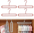 9 in 1 Smart Hanger, Upgrade Space Saving Hanger, 9 Holes Rotate Anti-Skid Folding Hangers with Multifunction Space Saving, for Heavy Clothes, Multiple Shirt, Shirts Pants (4pcs-Pink)