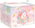 Unicorn Laundry Hamper Large Storage Basket Rainbow Clouds Collapsible Parents Organizer Kids Toy Clothes Bins for Bedroom, Bathroom, Flowers, 36L