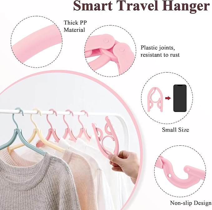 SAN LIKE 36 Pcs Travel Hangers with 72 Pcs Clips Folding Travel Hangers Non Slip Plastic Clothes Hangers Collapsible Portable Coat Hanger Drying Rack for Suitcase Flying Camping Hotel(36 Packs)