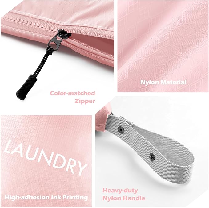 WiseBoy 2 Pack Laundry Bags, Washable Wet Dry Bag, Travel Laundry Bag Dirty Clothes Organizer, Swimming Yoga Bathing Suit Workout Wet Dry Bag - Pink