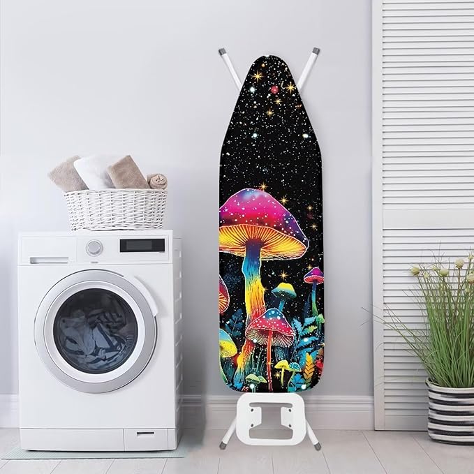GLENLCWE Neon Colorful Mushroom Ironing Board Cover for Home Mushroom Iron Board Cover Heavy Duty Thick Iron Board Cover Decorative Replacement Fits All Standard Sizes