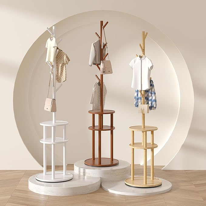 VECELO Coat Rack Freestanding, Entryway Hanger Stand, Umbrella Holder