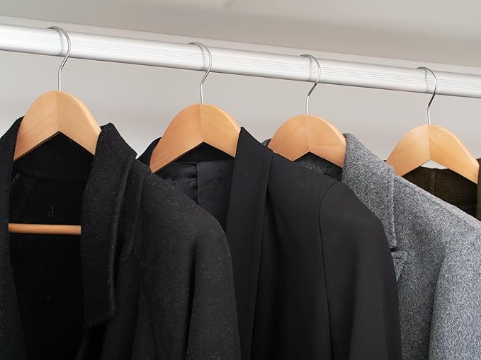 StorageWorks Wooden Hangers 10 Pack, Extra Wide Shoulder Wood Coat Hanger for Coats, Shirts, Jackets, Pants, Suits, Natural Wood Color