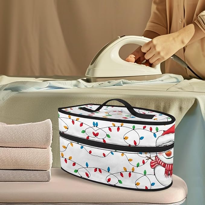 Christmas Snowman Light Clothes Iron Storage Case Universal for Most Iron Decorative Foldable Steam Iron Storage Case with Zipper Handle