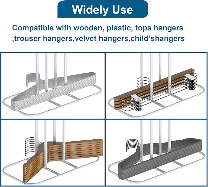 EASTTOWEST Hanger Stacker Organzier,33 inch Height Hanger Stand Clothes Hanger Storage Rack,Hanger Holder for Closet Laundry Room,White