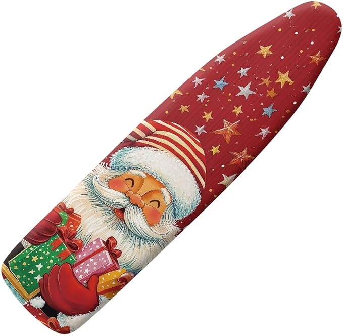 Santa Claus Ironing Board Cover for Standard Boards, Gifts Ironing Board Cover with Hook AMD Loop Easy Installation
