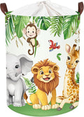 Clastyle Safari Animal Laundry Basket Leaf Kids Clothes Book Storage Basket Gift Toy Box for Bedroom Decor,Elephant Lion Giraffe,36x45 cm