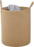 Woven Basket Nursery Laundry Hamper with Handles, Clothes Storage Organizer, Woven Basket for Boy Room Decor, Toy & Blanket Storage Bin, 15x15x18 Inch,Oatmeal,1pc