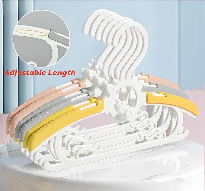 Baby Kids Clothes Hangers, 10 Pack Toddler Infant Nursery Childrens Hanger for Closet, Plastic Adjustable Stackable Hangers for Baby Clothes