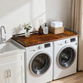 Washer Dryer Countertop, 27.5" D x 54" W Wood Washer Dryer Shelf Topper with 2.6" H Metal Edge and Anti-Skid Pads, for Laundry Room Storage and Organization, Folding Clothes(Brown)