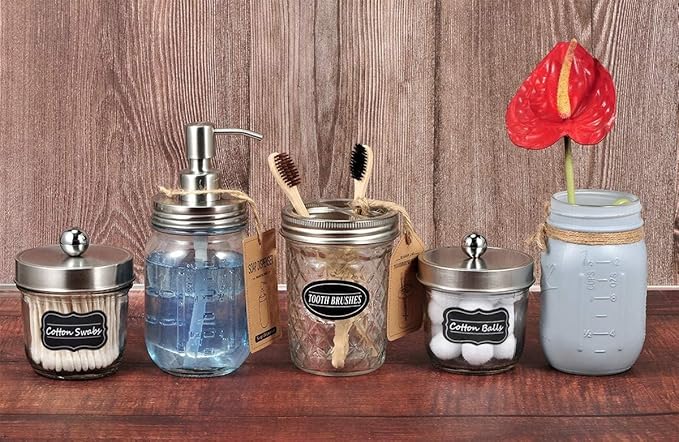 Amolliar Mason Jar Liquid Soap Dispenser Pump, Rustproof Stainless Steel Lid, Cute Farmhouse Decor for Kitchen, Bathroom, Refill Soap Pump for Hand Soap, Dish Soap, Lotion Soap, Brushed Nickel 1 Pack