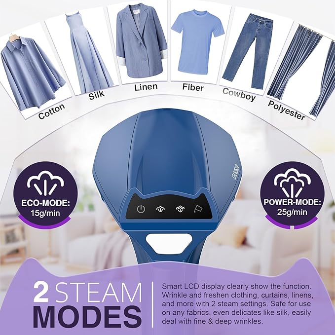 Steamer for Clothes, 1600W Handheld Clothes Steamer with 360ml Tank, Fast Heat-Up Portable Garment Steamer with LCD, Auto-Off, 2 in 1 Fabric Wrinkle Removes with Folding Hanger and Brush