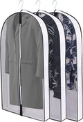50" Garment Bags for Hanging Clothes, Clear Proof Suits Covers with 4" Gussets for Closet Storage and Travel Hanging Clothes Bag for Coat, Sweater, Jacket, Dress, Shirts (3 Pack - 50")