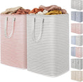 Lifewit 2 Pack Laundry Hamper Large Collapsible Laundry Baskets, Freestanding Waterproof Clothes Hamper with Easy Carry Handles in Laundry Room Bedroom Bathroom College Dorm, Grey&Pink, 2 x 80L