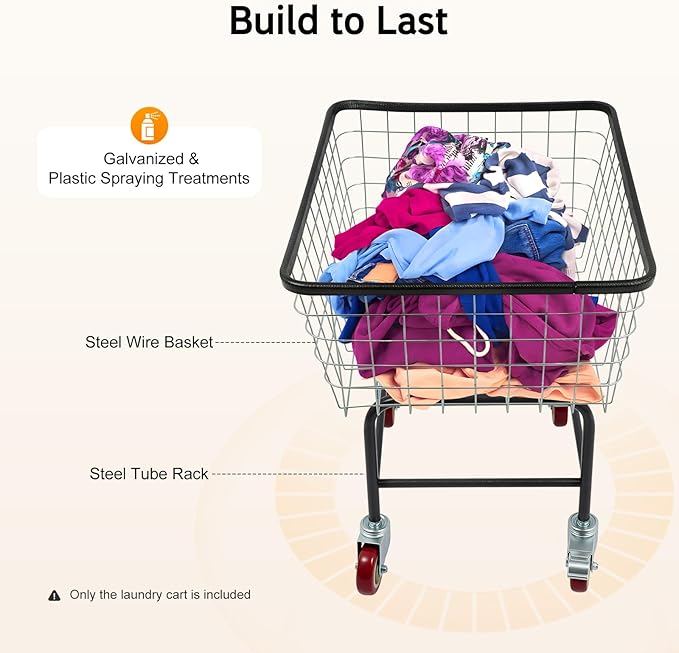 YIYIBYUS Commercial Laundry Rolling Cart, 110 LBS Load Capacity Hamper Organizer, Industrial Heavy Duty Laundry Basket with 4 Nylon Universal Wheels, Silver