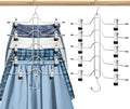 Skirt Hangers Space Saving for Woman, Jadkysarh 5 Tier Pants Organizer Hanger with Adjustable Clips Closet Organizer and Storage for Jeans, Leggings, Short - 2 Pack, Black