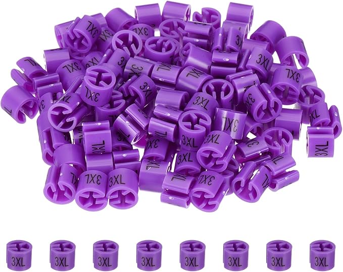 PATIKIL 100 Pcs Clothes Hanger Markers, 3XL Size Tags Fit 3mm Rod Garment Size Hanger Clips Color Coding Label for Clothing Hangers, Dark Purple