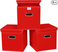 Closet Organizers Fabric Storage Bins With Lids Collapsible Cube Storages Organizer Basket With Handles,Storage Boxes for Clothes Storage,Office,Toys,3 Pack,（Red