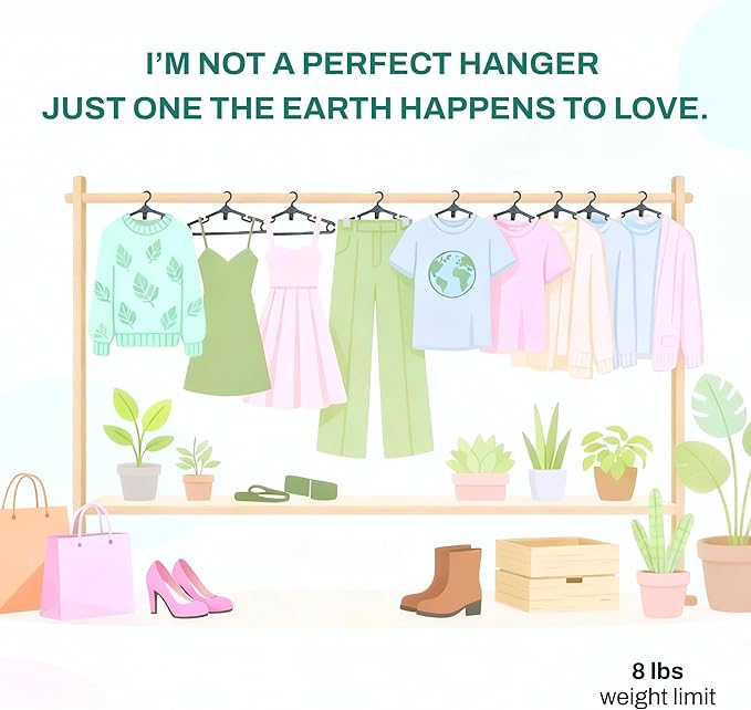 Eco-Friendly Cloth Hangers- Pack of 10- Made from 100% Recycled Milk Cartons- Sustainable Adult Hanger, Non Slip Notches - Ideal for Dresses Coats,Shirts, Skirts & More