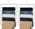 Magic Pants Hangers Space Saving, 2 Pack Pants Hangers Space Saving, 7 Tier Closet Organizers and Storage Clothes Hanger, Multiple Metal Hanger Clothes Organization for Pants Trousers Jeans Leggings