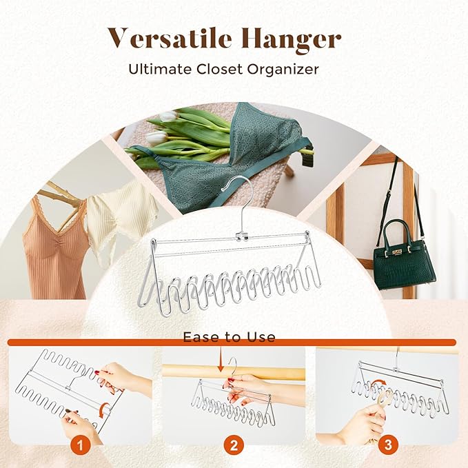 HOUSE DAY Closet Organizers and Storage, Tank Top Hangers, Rotatable Bra Organzier for Closet, Max 48 Storage Capacity Sport Bra Holder, Metal Space Saving Hanger 2 Pack - Dorm Room Essentials