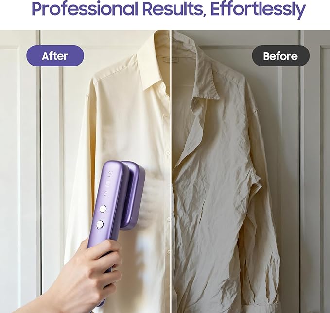 Travel Steamer for Clothes, 2-in-1 Handheld Garment Steamer & Iron, 15s Fast Heat Up, 100-230V Dual Voltage, Portable Steamer for Wrinkles, Safe Auto Shut-Off, Large Ceramic Panel for Home & Travel