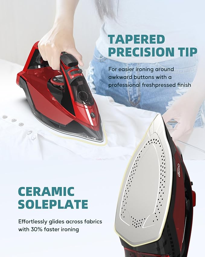1500W Cordless Iron for Clothes, Wireless Steam Iron with Rapid Heating & Auto Shut Off, for Effective Wrinkle Removal