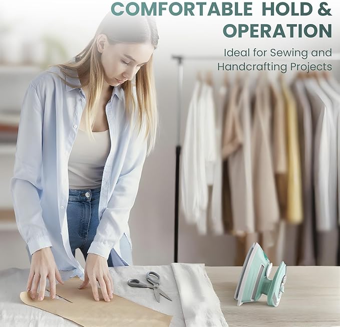 Mini Travel Steam Iron for Clothes with Dual Voltage, Temperature Control, Non-Stick Soleplate and Cord Storage, Ideal for Sewing, Quilting and Handcraft