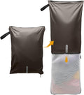 Mesh Laundry Bag for Travel, Gym, College, and Camping – Large Washable Zippered Dirty Clothes Organizer with Breathable Fabric – Portable Laundry Hamper for Sports, Healthcare Workers – Brown