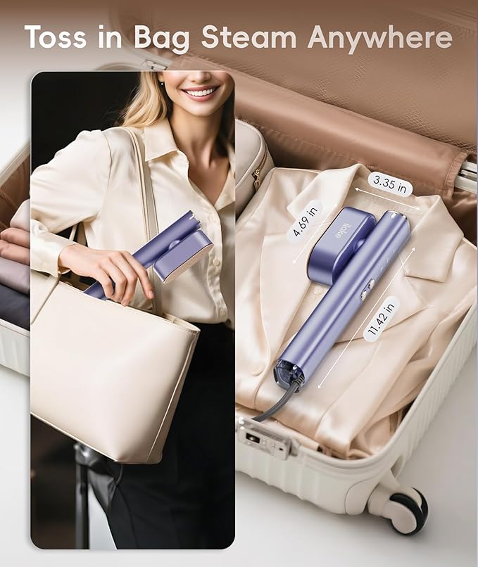 Steamer for Clothes, 1000W Portable Garment Steamer Travel Size, 100-240V Dual Voltage, 120ml Tank Handheld Steam & Iron 2 in 1, for Home, Business, Global & Europe Traveling, Blue