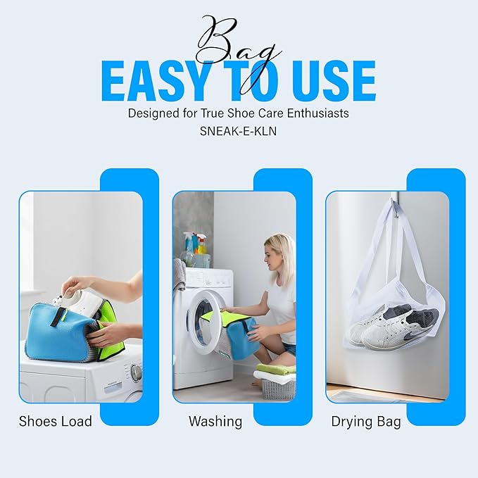 XL Reusable Shoe Washing Machine Bag – 360° Cleaning, Fits 2 Shoes, Heavy Duty Sneaker Laundry Bag for Washing Gym Footwear, Kids Sneakers, Includes Shoe Trees, Drying Bag, Brush & Towel