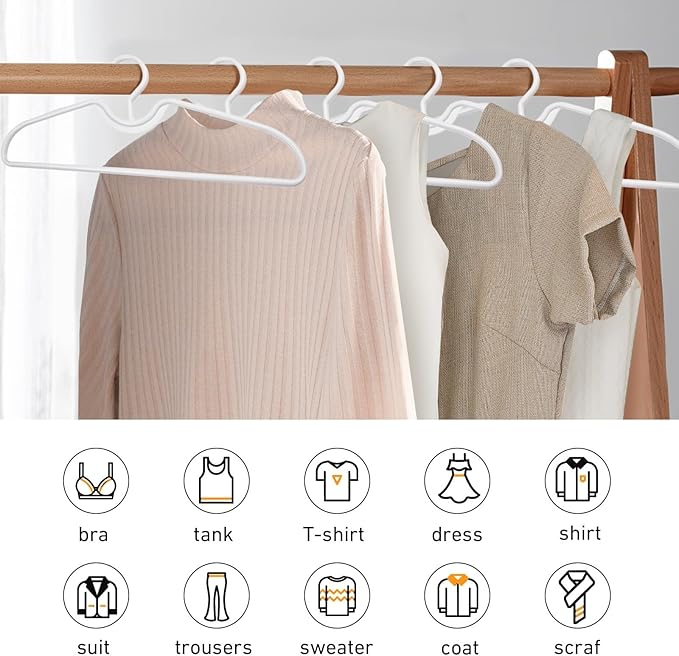 10/20Pcs Short Neck Anti-Slip Plastic Clothes Hangers, Save Vertical Space Hangers, No Shoulder Bump Suit Hangers for Shirts Blouses Dresses Jackets Closet Organization (20)
