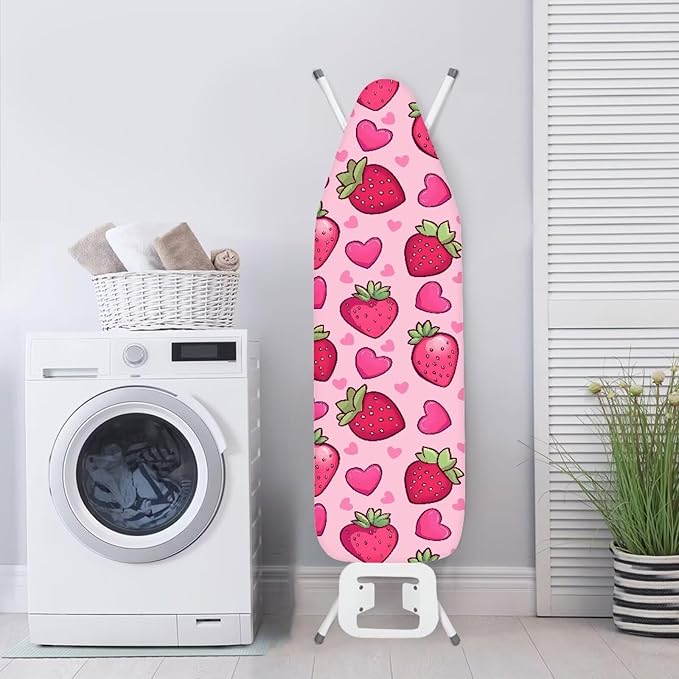 Strawberry Ironing Board Covers with Padding Love Heart Ironing Board Padded Cover Tabletop Iron Board Pad Ironing Board Cover Accessories Soft