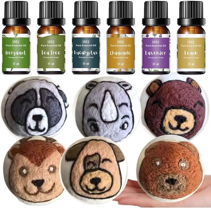 Animal Wool Dryer Ball Set, 6 Animal Dryer Balls