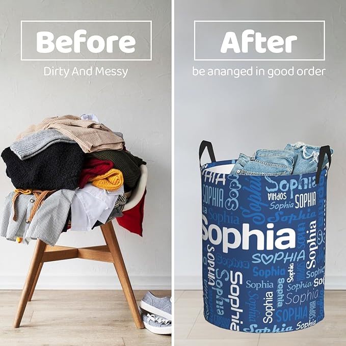 Personalized Laundry Hamper with name, Customized Name Laundry Basket, Custom Laundry Hamper with Name, Customization Name laundry Basket with Handles Gifts for Men Women