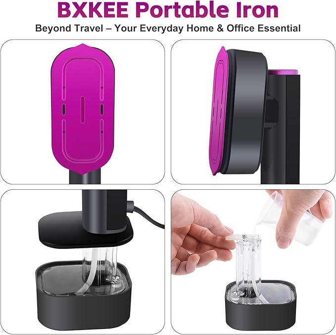 Portable Travel Steamer for Clothes & Steam Iron, 1200W Fast Heat, 6 Fabric Modes with LED Display, 190ml Tank, 2-in-1 Handheld Garment Steamer, 120V
