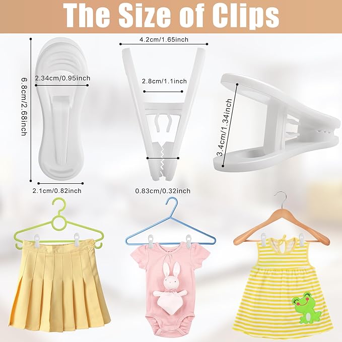 White Hanger Clips 50 PCS,Velvet Hanger Clips for Plastic Hangers,Pants Hanger Clips,White Finger Clips,Plastic Hanger Clips for Skirt Pants Hangers Clothes Hangers,Strong Pinch Grip