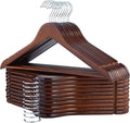 ELONG HOME Wooden Hangers, 20 Pack Coat Hangers with Extra Smooth Finish, Precisely Cut Notches and Chrome Swivel Hook, Wooden Clothes Hangers for Shirt Suit Jacket Dress