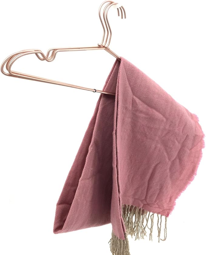 New Born Clothes Hangers Non Slip 12.5“ Rose Gold Copper Wire Children Coat Suit Metal Hanger, 60 Pack Baby Closet Dividers for Nursery Pants Display Organizer for Infant Clothing