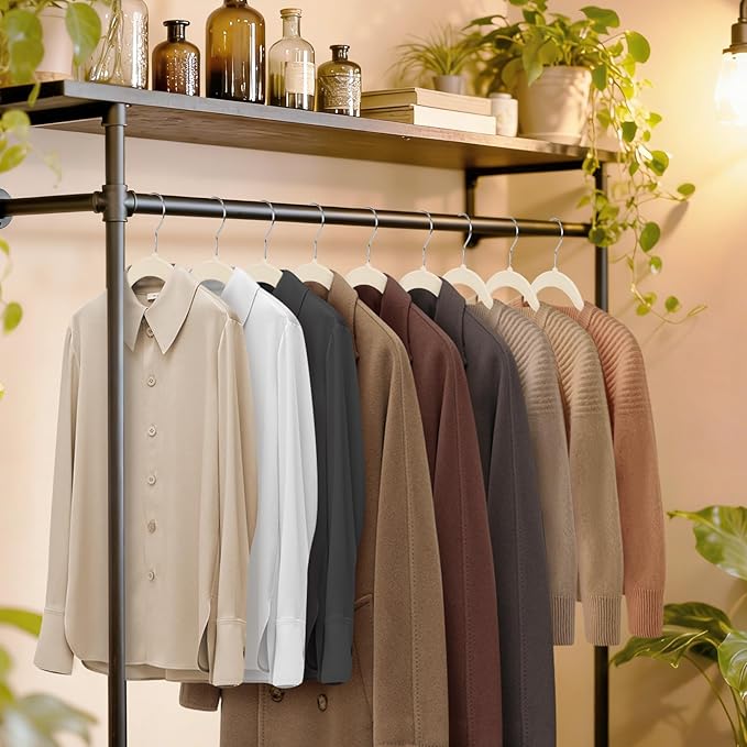 Beige Velvet Hangers 30 Pack, Non-Slip Felt Hangers with Shoulder Notches, Slim Space Saving Clothes Hangers with 360°Swivel Hook for Shirts Heavy Coats Clothes Dresses Closet(Beige)