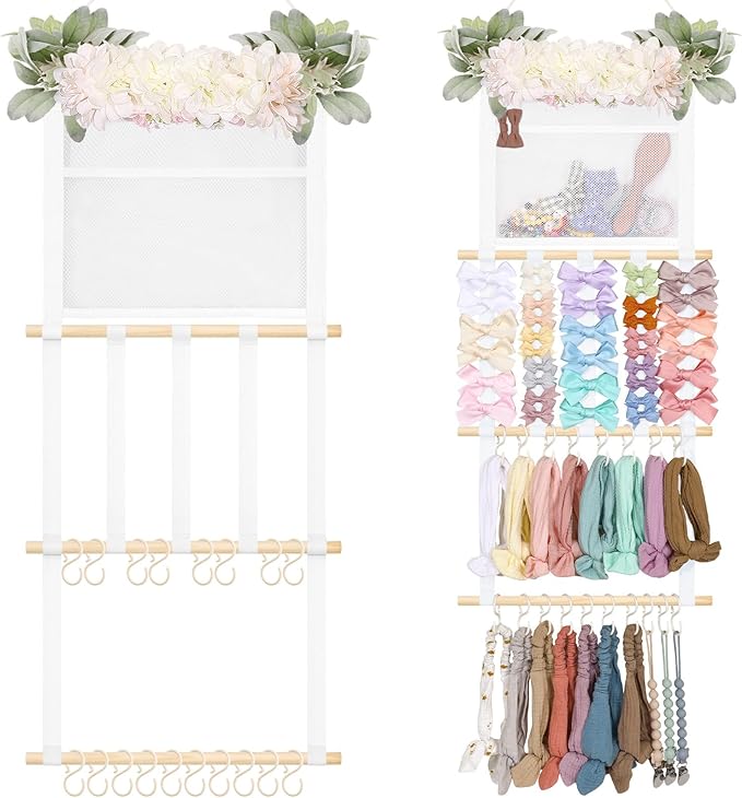 POVETIRE Headband Holder Hair Bows Organizer for Girls, Hair Accessories Display Storage Wall Hanging Decor for Baby Nursery Toddler Baby Room Base
