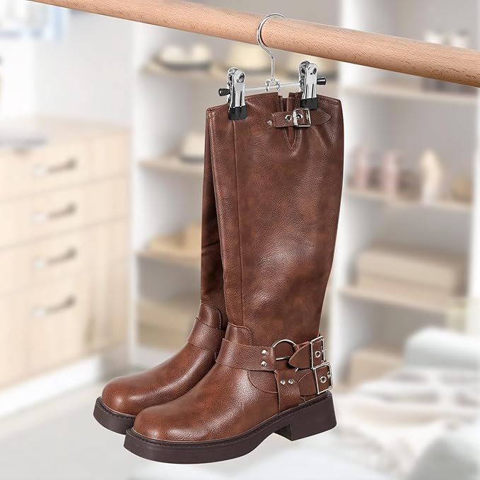 Boot Hanger for Closet with Clips, Space Saving Storage of Boots Leggings Jeans Scarves Hats (5)