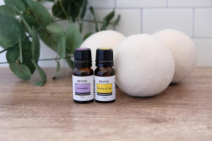 Dryer Balls 3 Pack by Revive Essential Oils - New Zealand Wool - Organic Natural Wool for Laundry, Fabric Softening, Anti Static, Baby Safe, No Lint, Odorless and Reusable