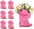 Domensi 8 set Western Cowboy Boots Flower Boxes Centerpiece Boot Shape Box Decorations Western Theme Party Boot Gift for Cowboy Cowgirl Birthday Party Baby Shower Wedding Supplies (Pink,Cute)